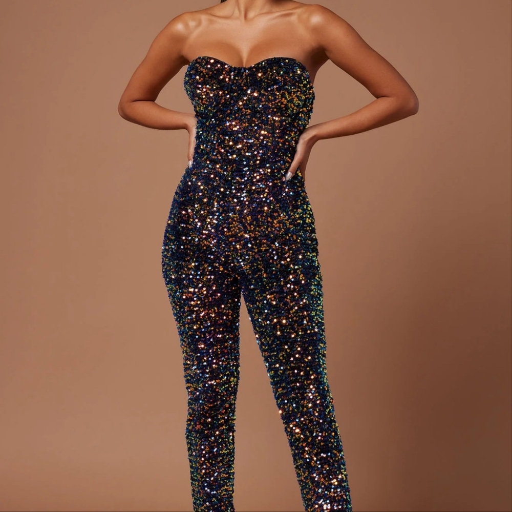 Sequin Velour Jumpsuit